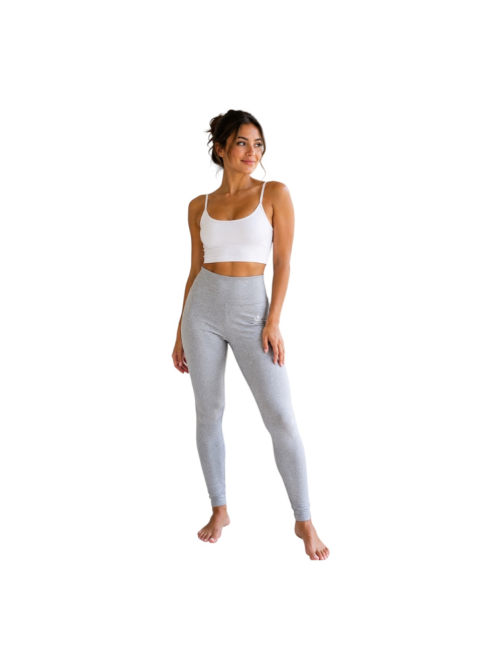 Adidas Originals Women’s High Rise Tight Fit Full Length Leggings Gray Heather S